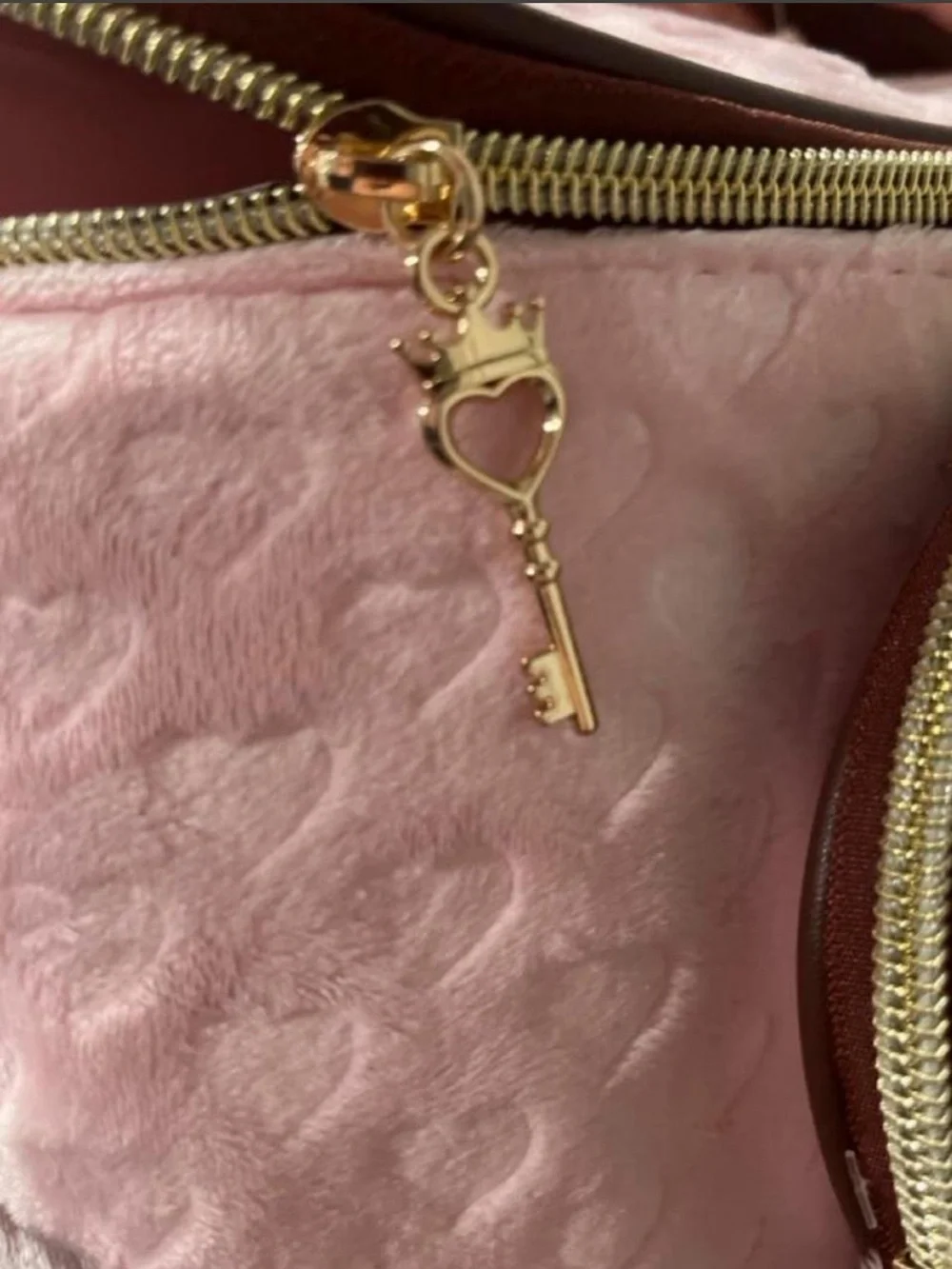 Juicy Couture Pink Velvet Cosmetic Pouch with Gold Logo